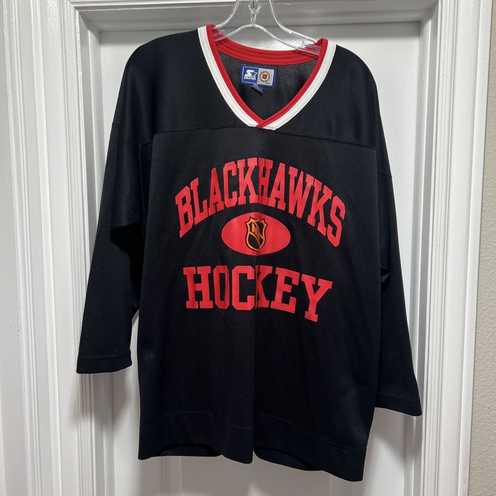 Vtg 90s Starter Chicago Blackhawks Hockey Practice Jersey Men's NHL Size MEDIUM